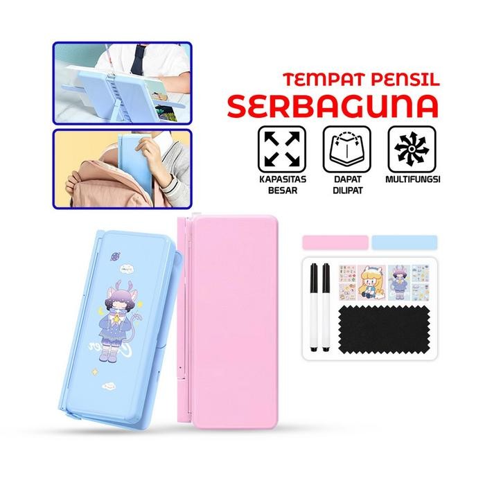 

GD A73 Pencil Case Book Holder Tempat Pensil 2in1 Praktis Multifungsi