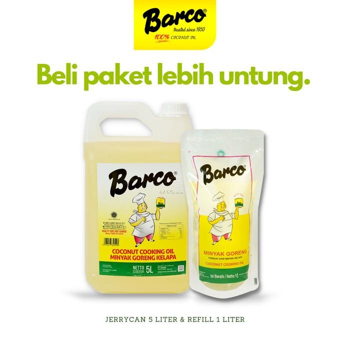 

Pilihan- Promo!! Minyak Goreng Kelapa Barco Jerrycan 5 Ltr & Pouch 1 Ltr