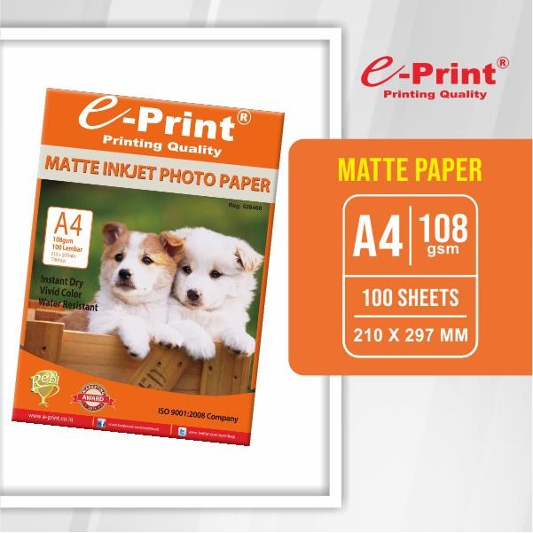 

Pilihan- Kertas Foto Inkjet Matte Photo Paper A4 108Gsm 100Lembar E-Print