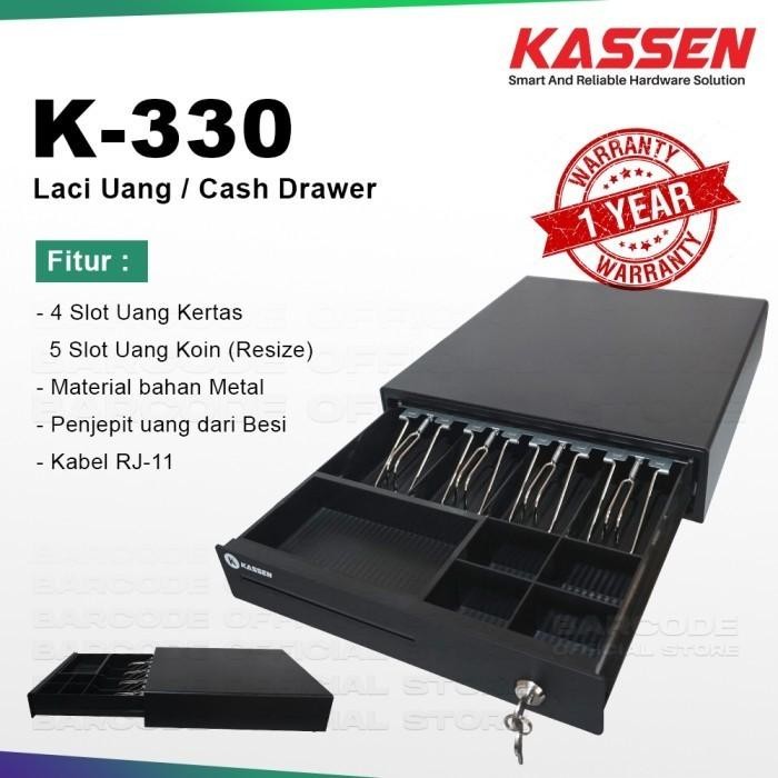 

KASSEN K330 RJ-11 CASH DRAWER SETARA EPPOS PANDA KE PRINTER KASIR RJ11