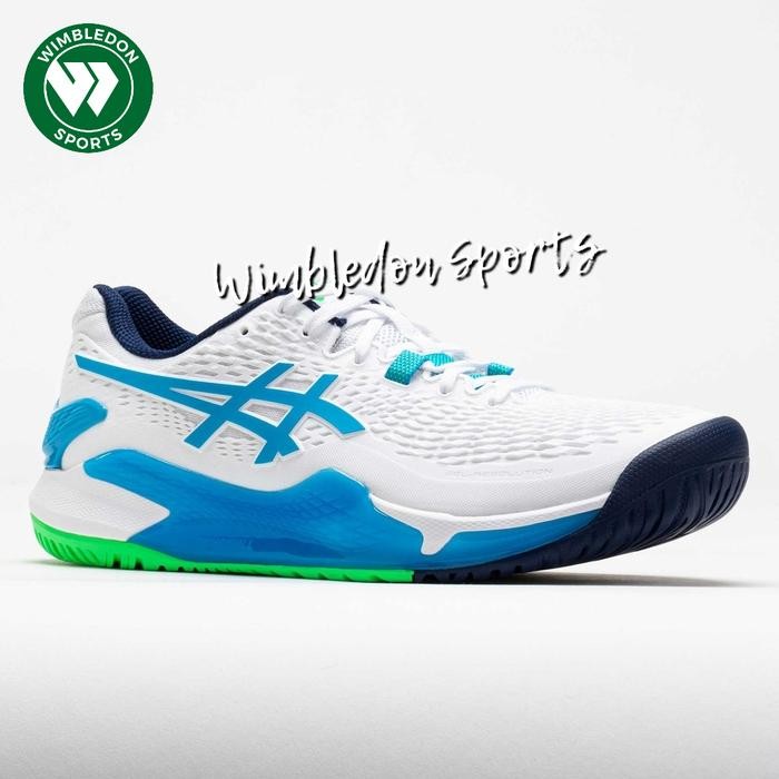 Terbaik Sepatu Tenis Asics Gel Resolution 9 White / Digital Aqua / Asics Gel Resolution Tennis Shoes