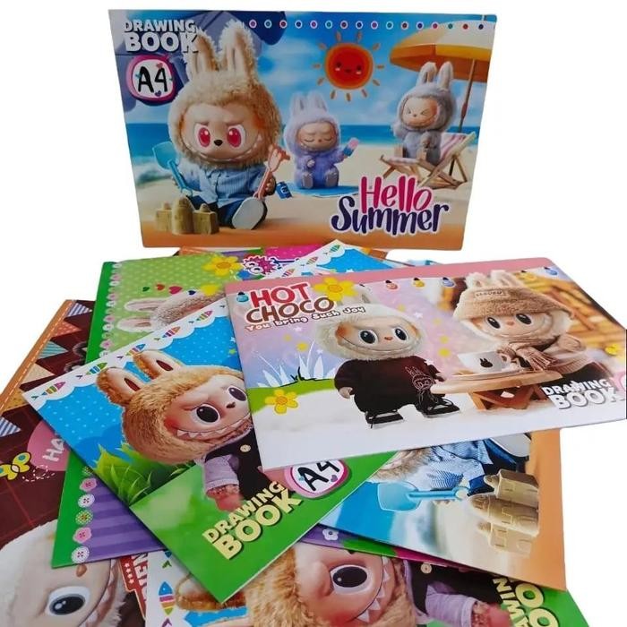 

New (10pc) Buku Gambar Murah Ukuran A4 - Motif LABUBU, SANRIO, dan Fancy Cewe/Cowo - Paper, Kertas