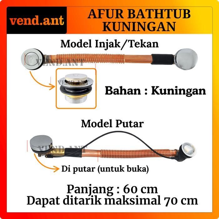 Terlaris Afur Pembuangan Air Avur Bathtub Model Pop Up Injak Tekan Putar Kuningan SALE