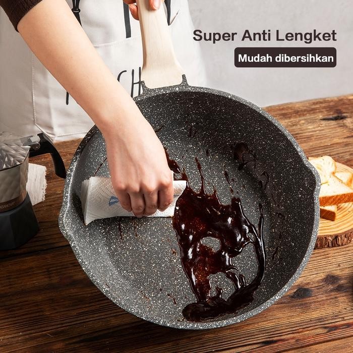 7Pcs Set Peralatan Masak Granit Anti Lengket/Tiga Warna Kopi, Putih, Hitam/Peralatan Masak Dapur
