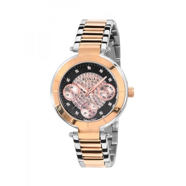 Jam Tangan Wanita Bonia Original 100% Stainless Steel Fashion Silver-Rose Gold BNR189-2637