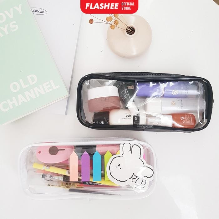 

New Flashee Tempat Pensil Kotak Pensil Dompet Pouch PVC Transparan Resleting Kapasitas Besar