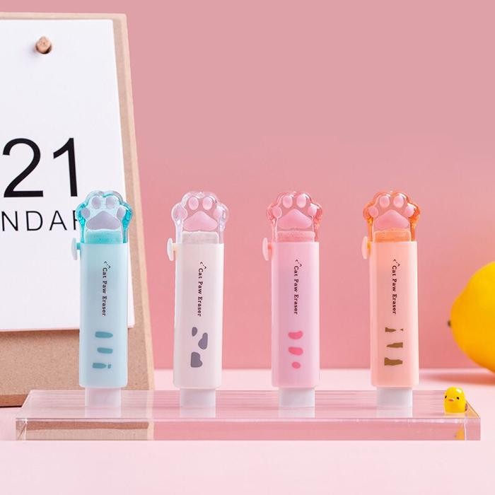 

New [MILOLI] 1Pcs CAT PAW ERASER Rectractable Penghapus Pensil Karet Mekanik Refil Korean - F0219