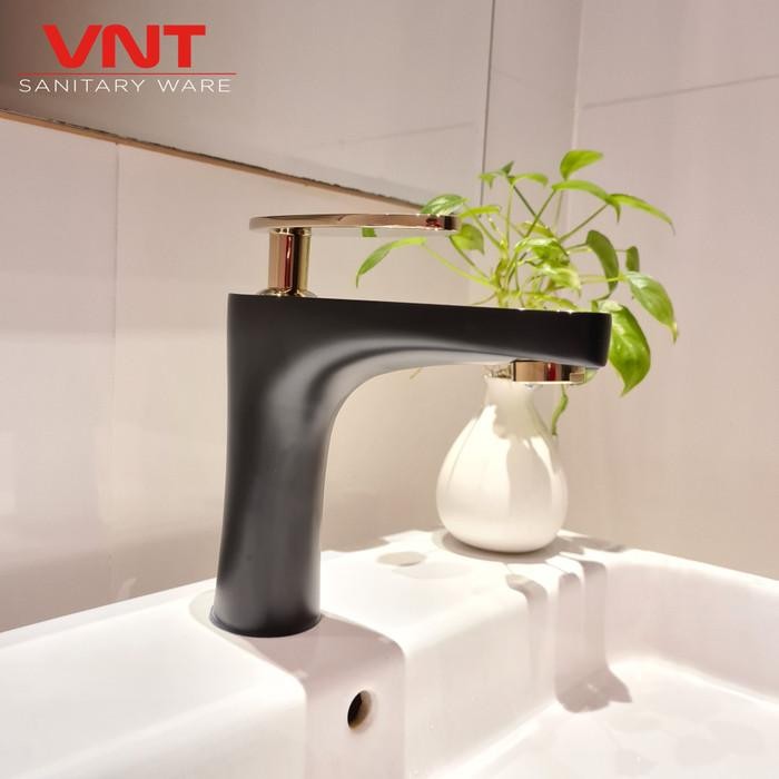 VNT Keran Washtafel Hitam Kran Air Wastafel Black Gold Panas Dingin