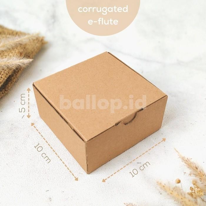 [10 PCS] E-FLUTE 10 10 5 CM Box Kardus Tebal Dos Kecil Snack Roti Olshop Kue