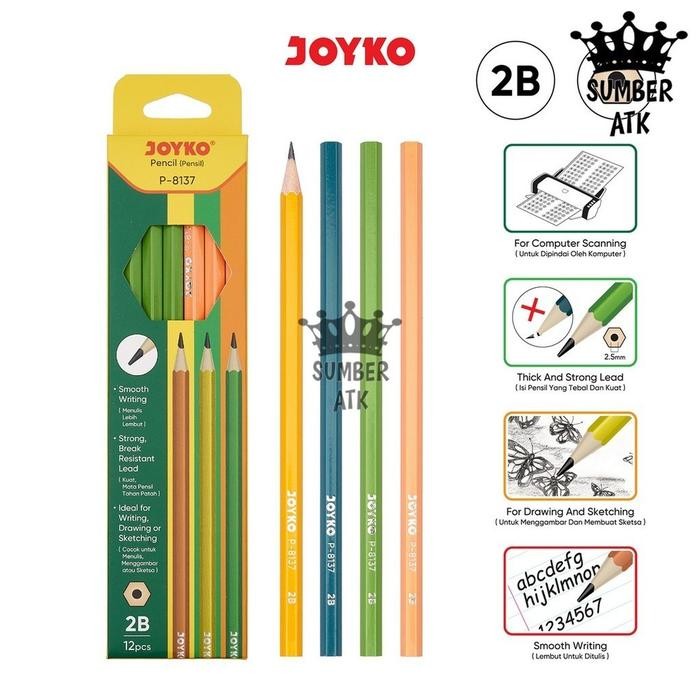 

New Pencil Pensil Joyko P-8137 2B 1 Box 12 Pcs