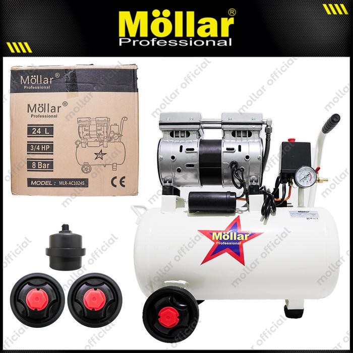 MOLLAR AC1024S Kompresor Udara Oilless 3/4 HP 24 Liter Angin Silent