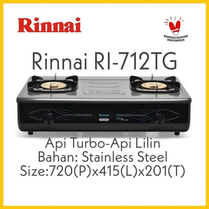 Kompor Rinnai RI-712TG / Kompor 2 Tungku RI-712TG Api Turbo