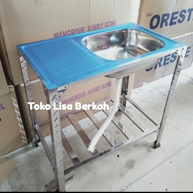 Bak Cuci Piring - Kictchen Sink Kaki Meja Rak Portable 1 Lubang
