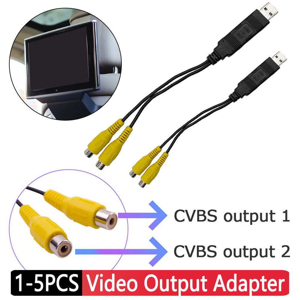 USB To CVBS RCA Video Output Adapter USB Input 2 Port Interface Cable 2 CVBS Output USB To RCA Cable