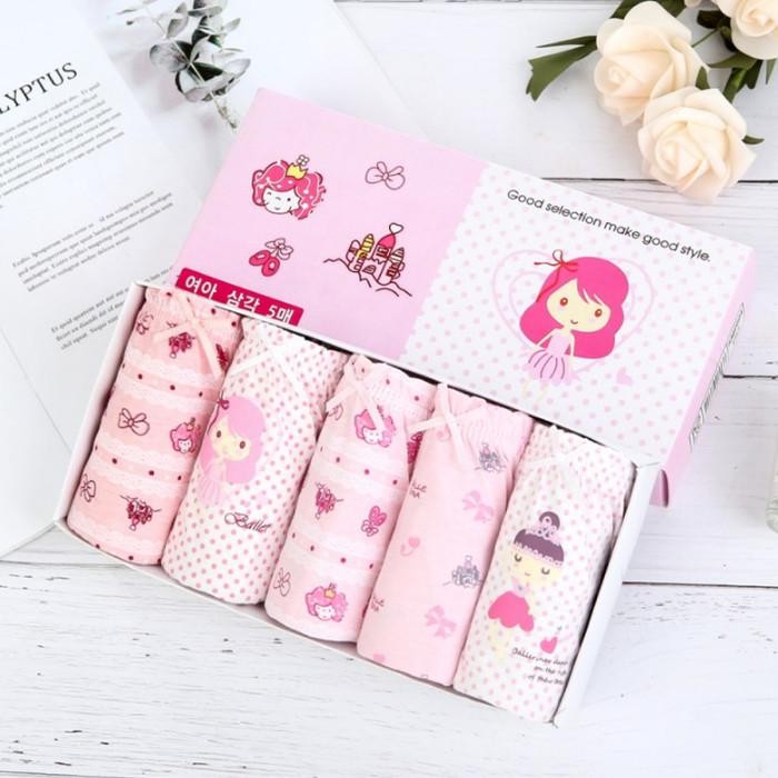 SET Celana Dalam Anak Perempuan Celana Dalam Anak Perempuan Katun dengan Box Kolor Anak Perempuan