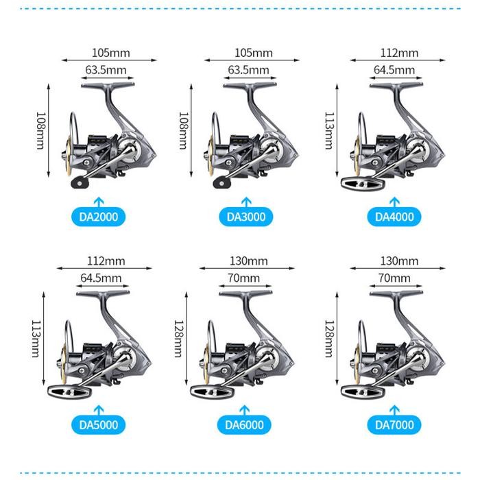 Coralov Deukio Reel Pancing DA2000-7000 Ril Pancing Kuat Full Metal Reel Pancing Spinning Katrol