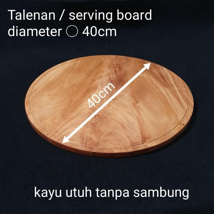 Miranda - Talenan Bulat Besar 40Cm Piring Alas Tatakan Kue Jumbo Kayu Utuh