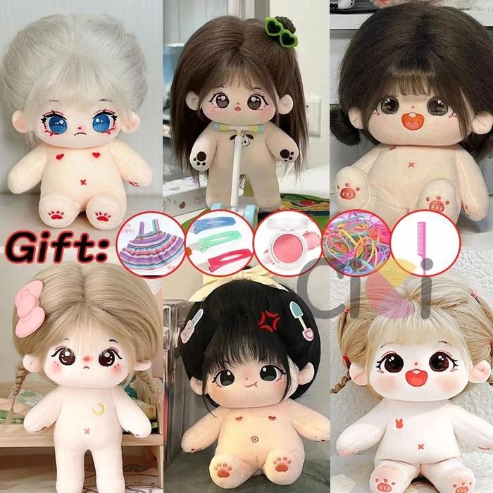 BERKUALITAS Ready Stock 20cm Cotton Doll with Skeleton, Plush Toy Doll Boneka