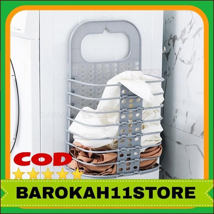 Keranjang Baju Laundry Lipat Pakaian Kotor Gantung Mesin Cuci Praktis