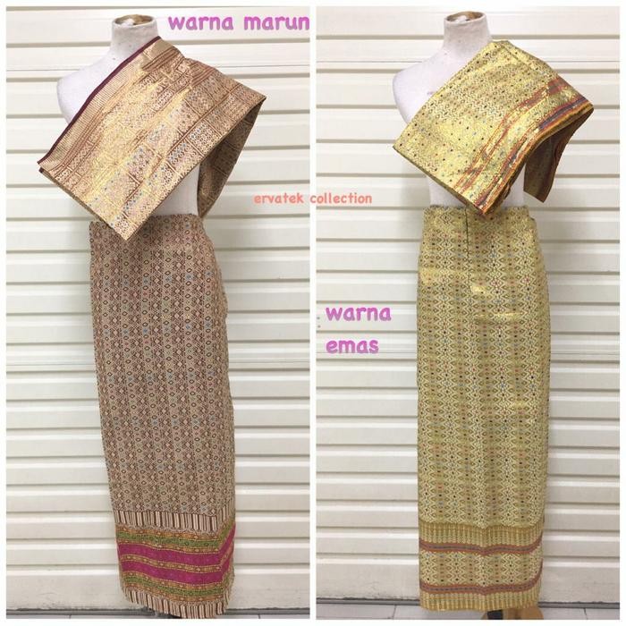 Rok Lilit Batik Songket Thailand + Selendang Bawahan Kebaya Wanita Set #Gratisongkir