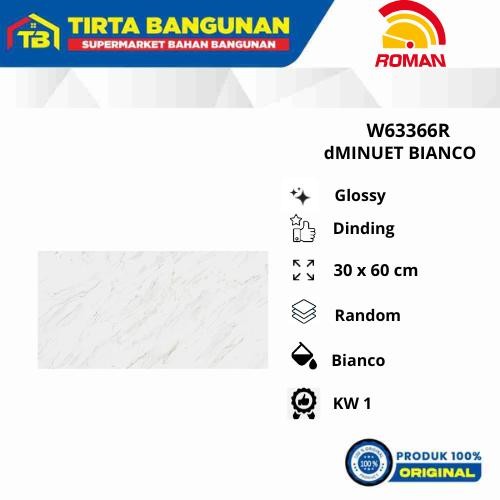 uq6l- Roman Keramik 30X 60 Cm Wall Tile W63366R Dminuet Bianco Keramik Dinding Kw 1