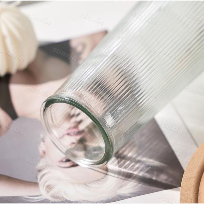 60qm- Sunxin Vas Bunga Kaca Bening 7*20Cm E03/ Vas Kaca Tinggi Bambu / Vas Bamboo / Vas