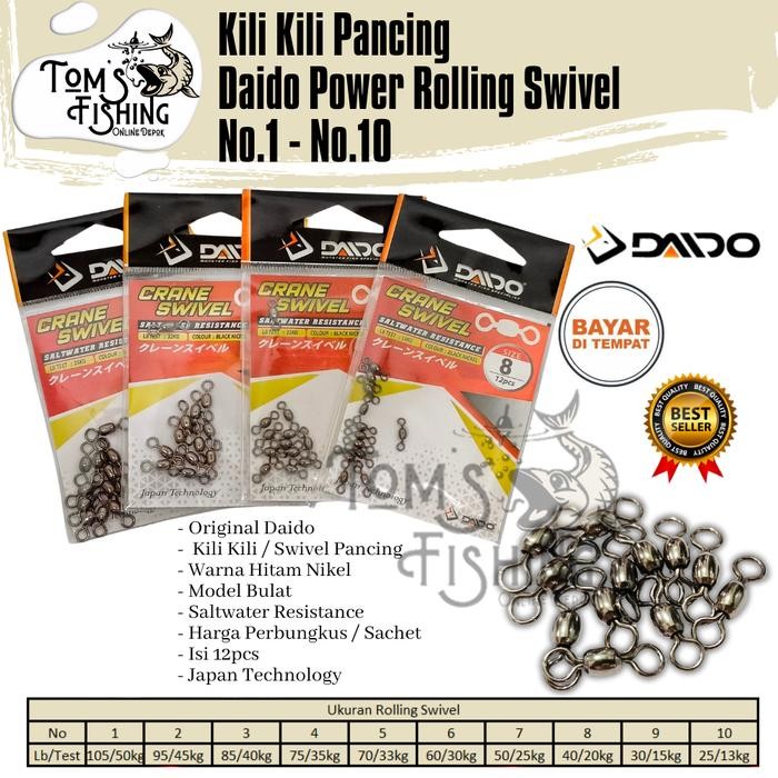 DUniaPancingan- Kili Kili Pancing Daido Crane Swivel No.1 - No.10 (Water Resistance) Model Bulat Mur