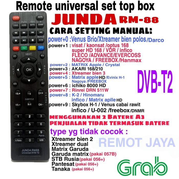 New REMOTE UNIVERSAL SET TOP BOX STB DVB-T2 JUNDA RM88