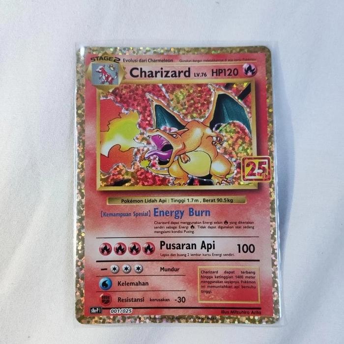 j225- Charizard Promo 25Th 001/025 S8A-P Anniversary Pokemon Indonesia