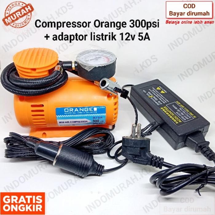 paket compressor Mini Power Listrik 300psi orange / Kompresor Mini cat airbush / mini Air Compressor