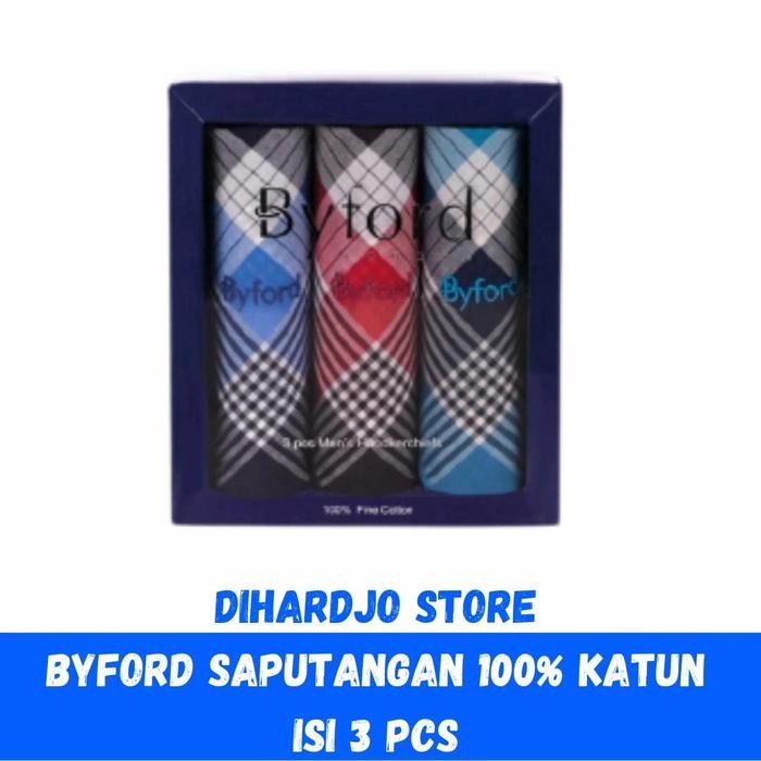 Promo Byford Sapu Tangan Saputangan Pria Isi 3 Pcs 100% Katun