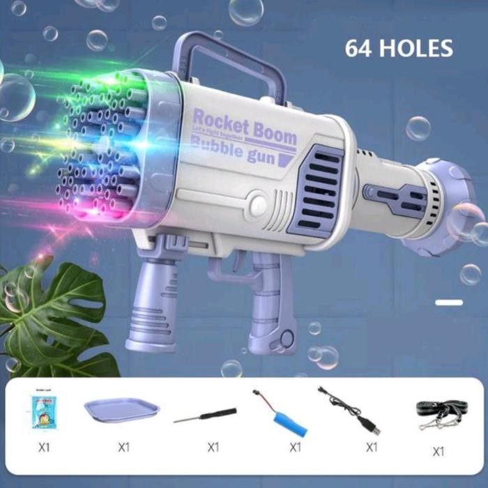 PISTOL GELUMBUNG 64 LUBANG~AUTOMATIC BUBBLE GUN 64 HOLE CHARGING