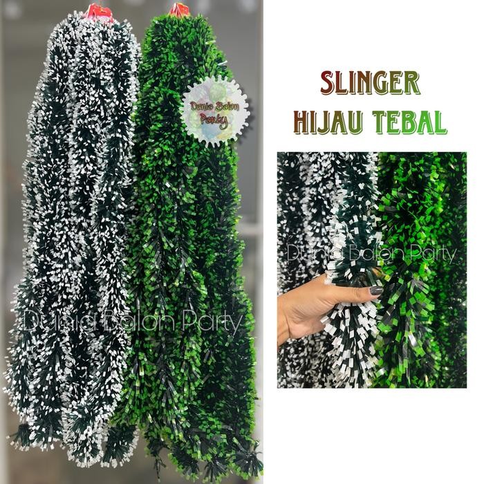 Slinger Tinsel Xmas / Hiasan Pohon Natal / Slinger Hijau Tebal