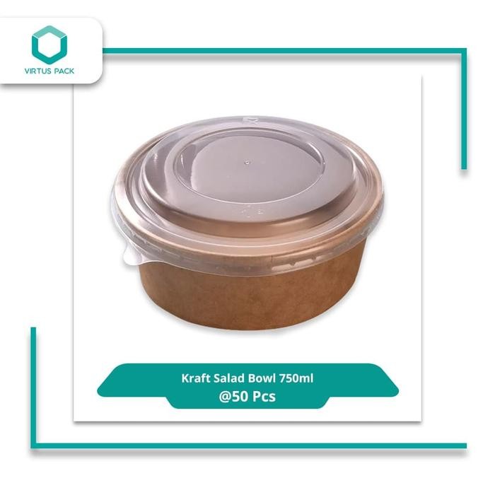 VIRTUSPACK/ECO FRIENDLY/MANGKOK KERTAS/ KRAFT SALAD BOWL 750 ML/50 PCS