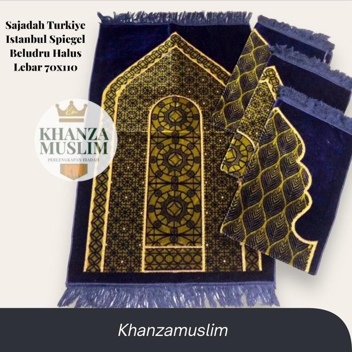 SAJADAH BLU TURKIYE SEJADAH LEBAR MOTIF KEKINIAN Tebal Lembut Muslim Bulu Siap Kirim
