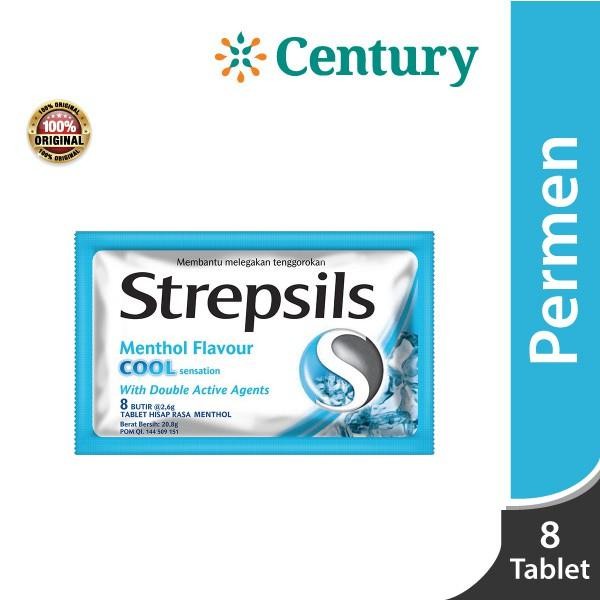 Eat,- Strepsils Cool Isi 8 Butir Menthol Flavour - Permen Rasa Mentol