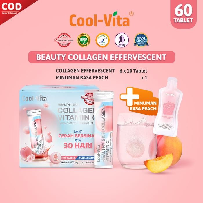 dgsc- [Fs 6Box+1P] 6 Tube Coolvita Minuman Larut Rasa Buah Peach Isi 60 Tablet (1 Tube @10