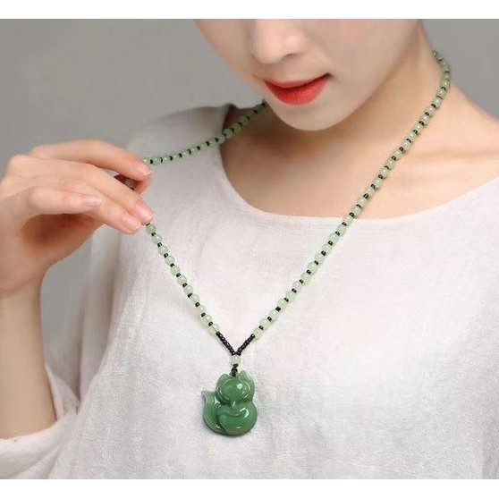 KALUNG RUBAH BENING - FOX JADE BLACK GREEN PURPLE TRANSPARENT NECKLACE SYNTHETIC STONE PENDANT