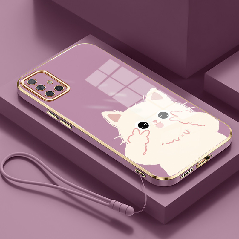 Casing Untuk Samsung Galaxy A71 Case Casing HP Softcase Tali gantungan berlapis silikon mewah Kasing