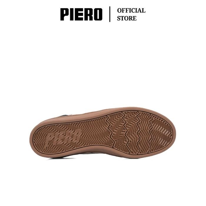 rwci- Piero Sepatu Sneakrs Pria Court Derby Big Logo Black White Brown Pie1000155