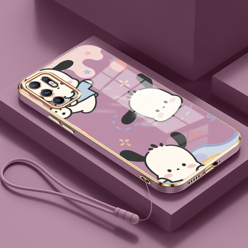 Casing Untuk OPPO Reno 6 4G Reno 6 5G Case Casing HP Softcase Tali gantungan berlapis silikon mewah 
