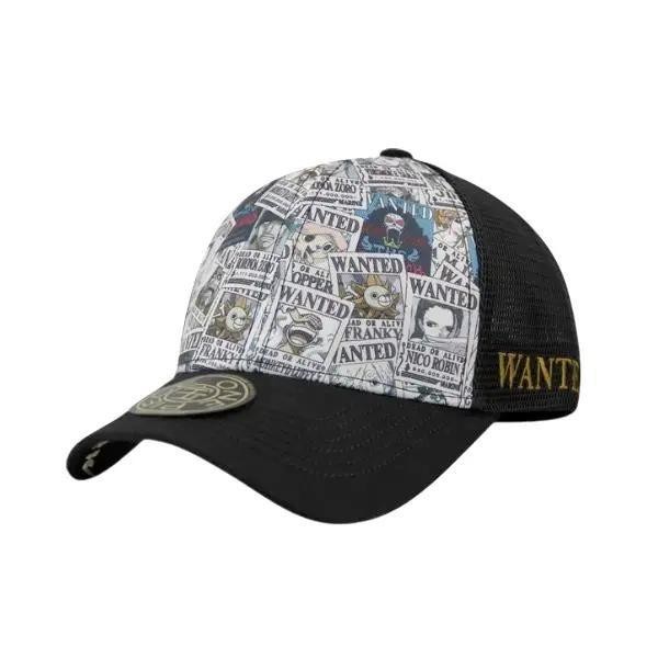 Topi Angel New Era x One Piece Wanted All Over Logo Collab Anime Trucker Hat OSFM Impor Taiwan 100%