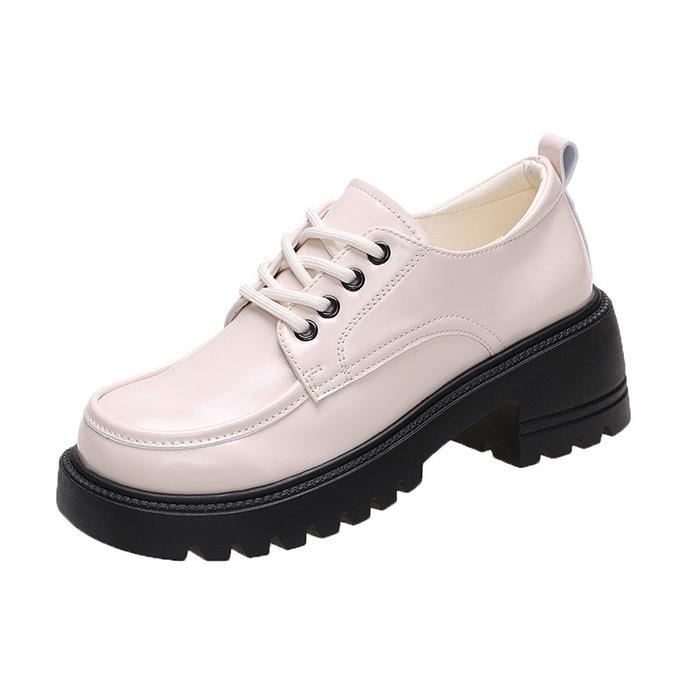 PINKEY P056 Sepatu Boots Wanita Pinkey Docmart Kasual Shoes - Tinggi Hak 5cm - PUTIH, 37