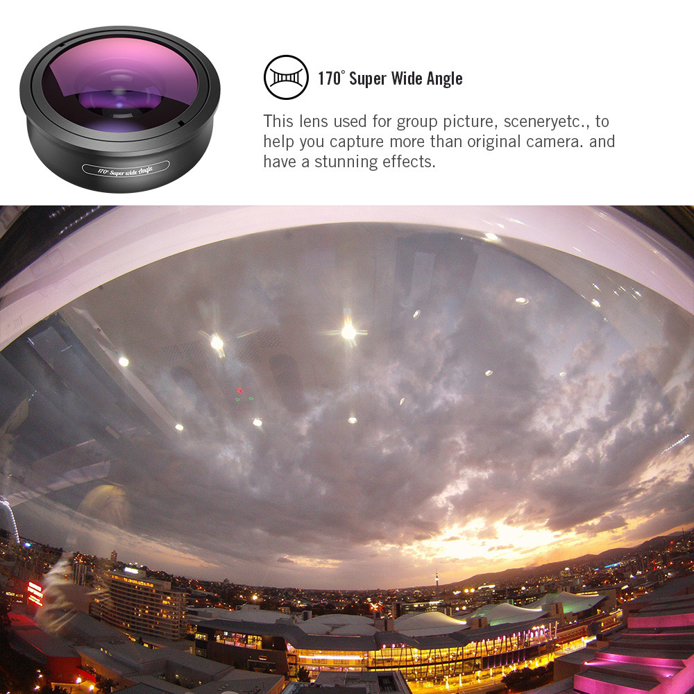 APEXEL optic phone lens HD 170 degree super wide angle lens Camera optical Lenses for iPhonex xs max