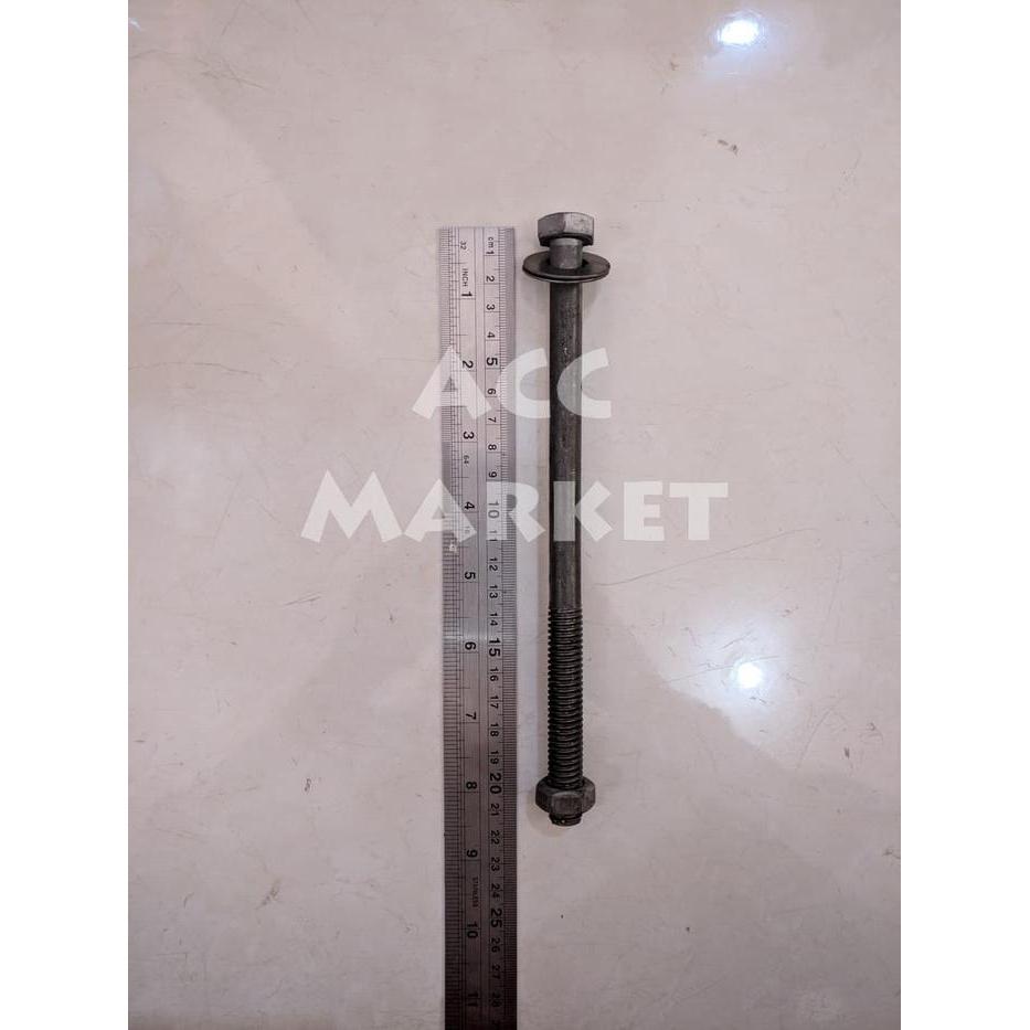 NEW Baut Baja Mur Hitam 20 Cm x 12 Mm Long Thread Bolt Balok Kayu Kanopi