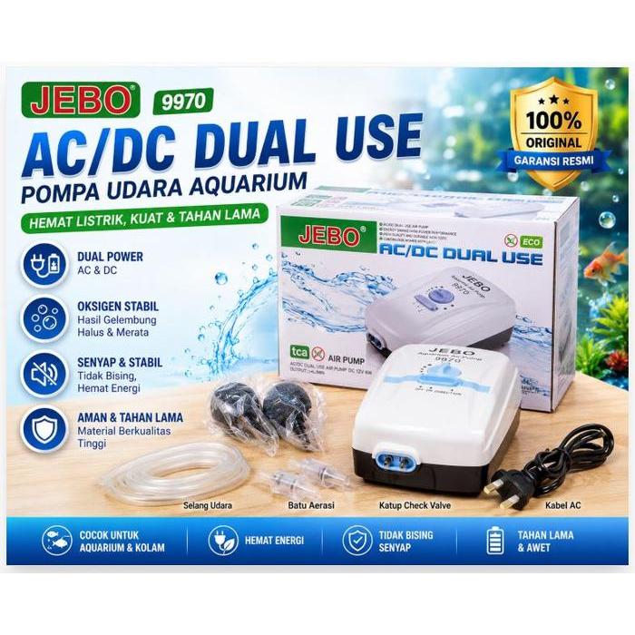 Aerator Jebo 9970 aerator acdc airpump ac dc pompa oksigen kolam