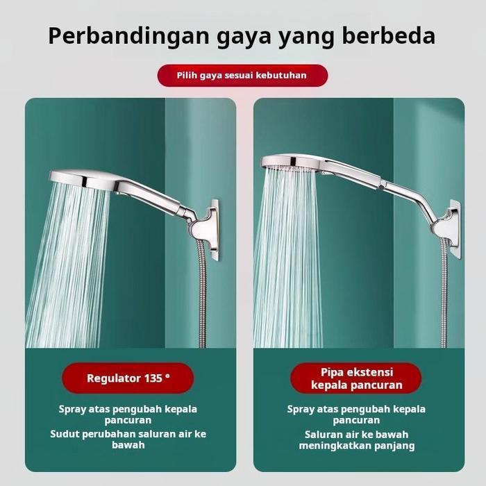 Premium Holder Shower Extension - Pipa Perpanjang & Braket Adjustable Untuk Hand Shower Ke Rain