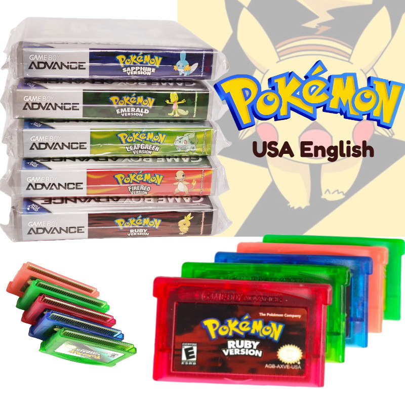 Pokemon USA 32 Bit Video Game Cartridge Console Card Emerald Ruby Leafgreen Sapphire Firered Game