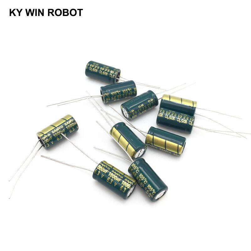 10 pcs Aluminum electrolytic capacitor 1800 uF 6.3 V 8 * 16 mm frekuensi tinggi Radial Electrolytic