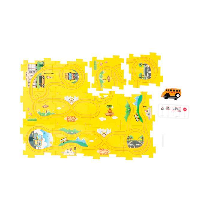 Little Giggles Diy Jigsaw Puzzle Theme Track School Bus Set 18 pcs - Mix Kids Toy Toys Mainan Susun